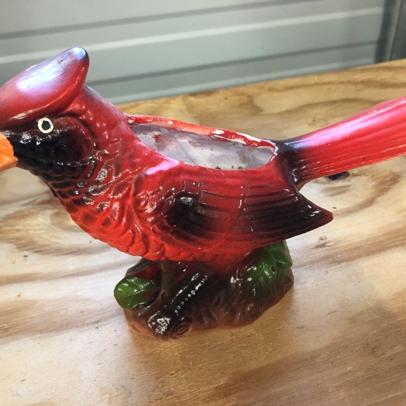 VTG 1960s/70s Hand Painted Cardinal Ceramic Planter~ Wildlife Bird Home Decor - Picture 8 of 10